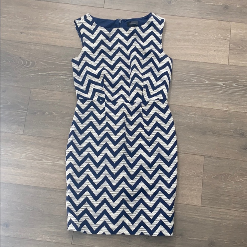 The Limited White Navy Blue sleeveless dress
